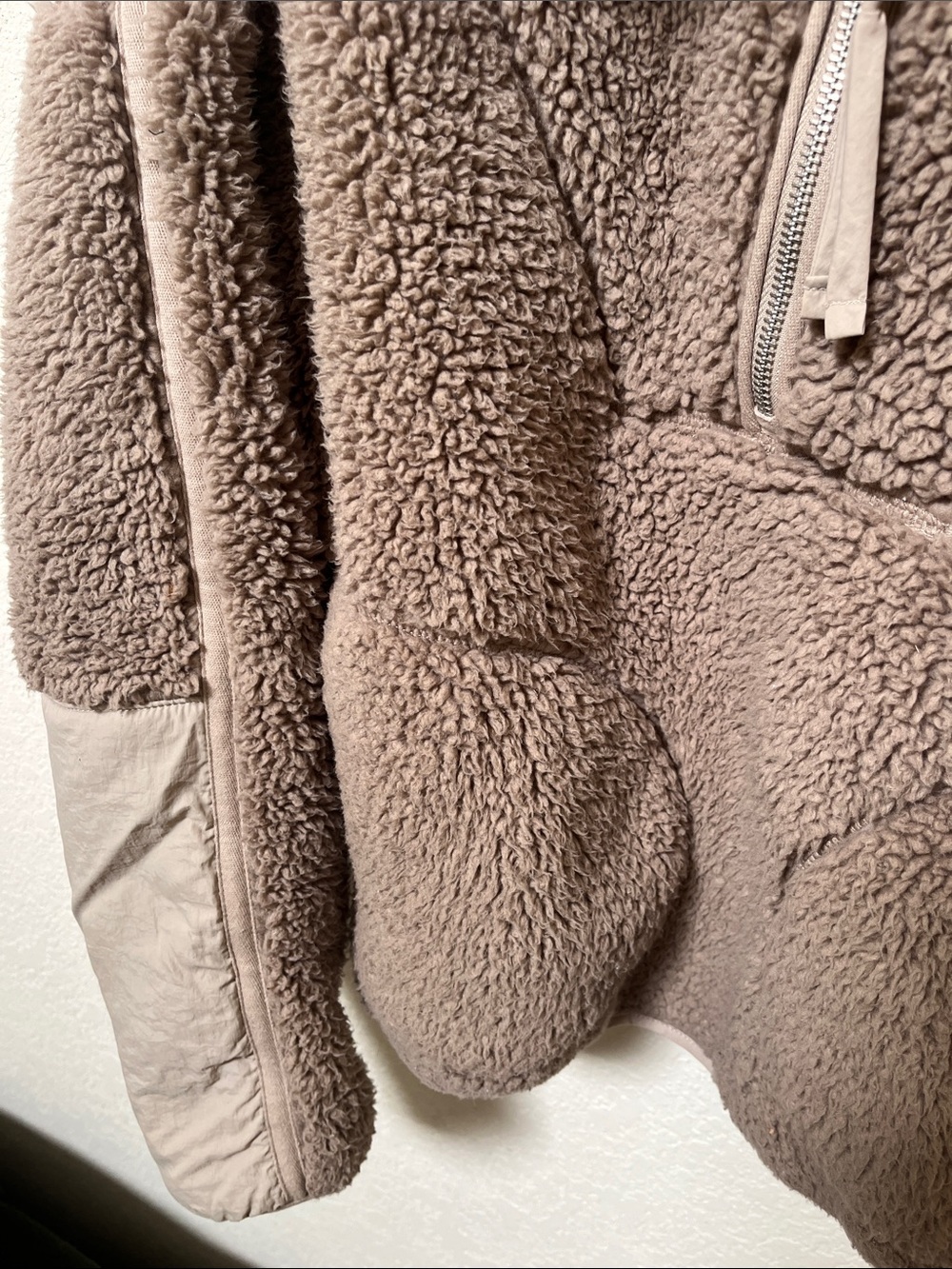 Abercrombie Taupe Sherpa Quarter-Zip Pullover - Picture 3 of 6